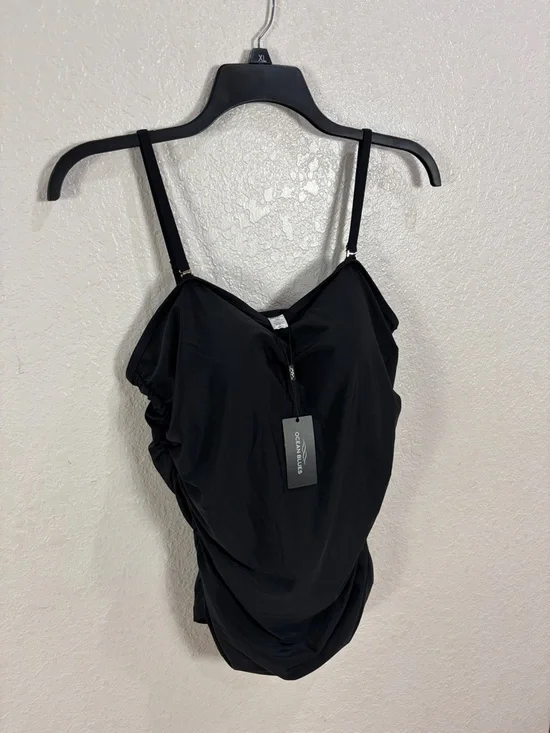 Ocean Blues Black Ruched One-Piece Swimsuit,Size 2XL. - Picture 9 of 13